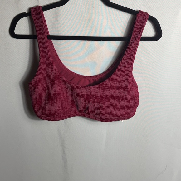 Hollister Other - Hollister Swim Burgundy Smocked Bikini Top Women’s Large Stretch Textured Scoop